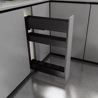 Support à bouteilles en métal au design moderne avec trois étagères coulissantes, imperméable et antirouille, pour rangement d'épices dans les armoires