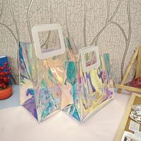 Sac holographique en PVC avec emballage cadeau transparent réutilisable pour les achats portables