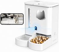 Distributeur automatique de nourriture et d'eau pour chats et chiens avec caméra, vidéo de capture de mouvement alimentée par l'IA, vision nocturne et audio bidirectionnel