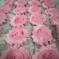 2.5 Inci Hiasan Bordir Bunga Mawar Chiffon Gaya Shabby Grosir