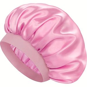 Bonnet de nuit en satin uni à large bord, extensible et soyeux, haute élasticité, avec logo personnalisé, vente en gros directe usine - Product Image 3