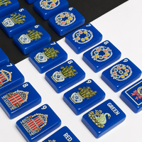 Tuiles de mahjong américaines automatiques en acrylique bleu personnalisées, 160 pièces, design floral standard NMJL, ensemble de mahjong pliable de luxe, États-Unis