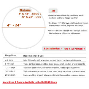 Anneaux ronds en métal soudés de grande résistance, taille personnalisée 4/6/8/10/12/14/16/18/20/22/24 pouces, pour artisanat, cerceau floral, décoration DIY - Product Image 5