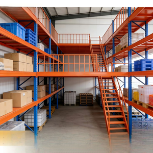 Système de rayonnage en acier à 5 niveaux, capacité de charge de 500 kg/m², revêtement en poudre, rayonnage sans boulons, accès par escalier pour le stockage en entrepôt - Product Image 1