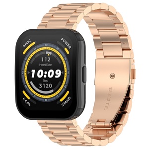 Pulsera inteligente de 20mm y 22mm, correa de metal de repuesto para Amazfit Bip 5, correa de reloj de acero inoxidable de tres eslabones - Product Image 2