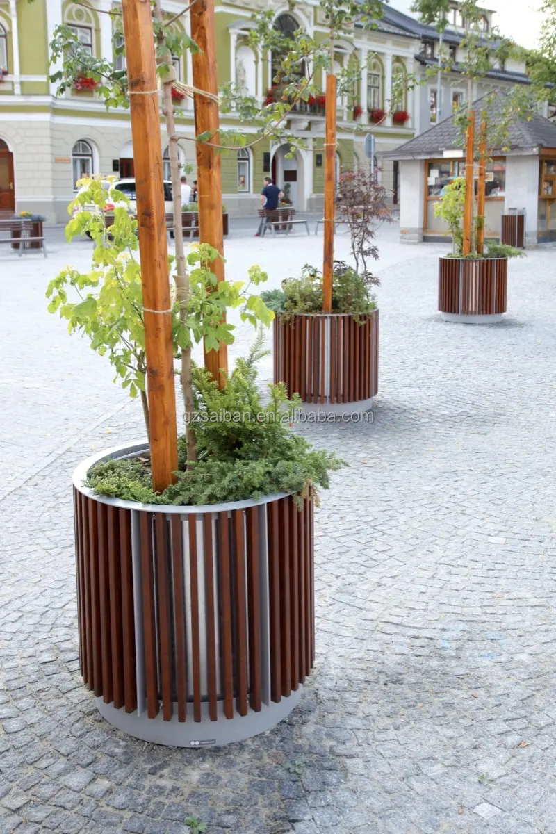 도시 조경을위한 현대 제기 정원 침대 화분 및 화분 식물 상자