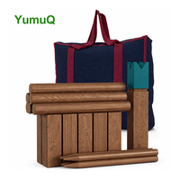 Set Permainan Kubb Kayu Karet/Pinus Grosir YumuQ, Catur Viking, Permainan Lempar Luar Ruangan untuk Anak-anak dan Dewasa