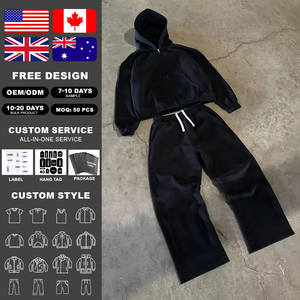 KingSen Conjunto Deportivo Oversize de Alta Calidad, Estilo Urbano, con Cremallera, 100% Algodón French Terry, Pantalones y Sudadera con Capucha - Product Image 2