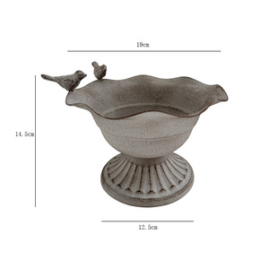 Pot de fleurs rétro en métal avec oiseaux, gris, pour plantes succulentes, décoration intérieure et extérieure pour bureau - Product Image 5