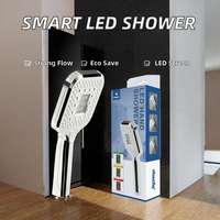 Douche à main intelligente avec affichage LED, jet pluie, indicateurs de température et de débit, modes de pulvérisation multiples, minuterie, économie d'eau, finition chromée simple