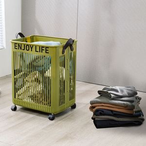 Cestas de Almacenamiento Plegables Nuevas, Cesta de Plástico para Ropa Sucia con Ruedas - Product Image 3