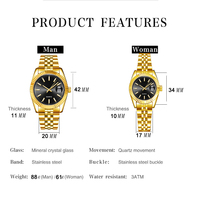 Design personnalisé de luxe 2 pièces montres de couple calendrier classique Date 3A qualité femmes hommes alliage montre à quartz