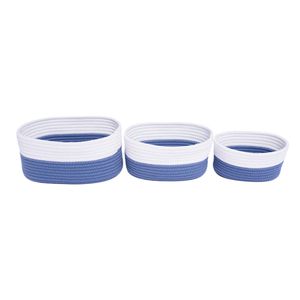 SPYRO Panier de rangement tressé en corde de coton bleu et blanc, 3 pièces, haute qualité, nouveauté, vente chaude - Product Image 2