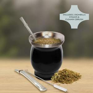 Tasses Yerba Mate en acier inoxydable Ensemble de gobelets Bombilla 8 onces pour thé Mate 12 oz <span class=keywords><strong>Cuia</strong></span> Cup Mate Cocido Thermos avec paille en métal - Product Image 2