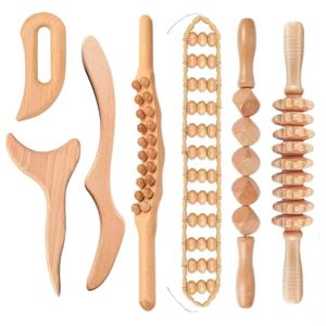 Kit d'outils de <span class=keywords><strong>massage</strong></span> en bois 7 en 1 pour le modelage corporel, ensemble d'outils de <span class=keywords><strong>massage</strong></span> en bois, ensembles de sculpture corporelle pour la relaxation musculaire - Product Image 1