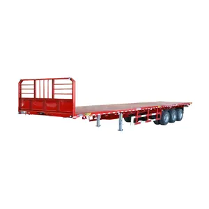 High Quality Hot Sell 3Axle Flatbed 20ft 40ft Container Trailer Mechanical Suspension Flat Bed Semi Trailer Export