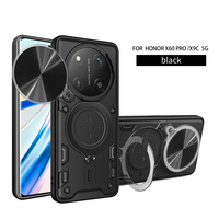 Coque arrière fumée mate pour Huawei Honor X60 Pro 5G/x9c 5g étui de Protection d'objectif de fenêtre coulissante dur TPU + PC support de bague magnétique