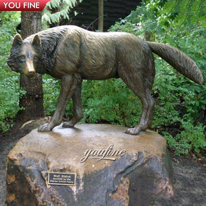 Escultura de animales de cobre y latón para exteriores, estatua grande de bronce, <span class=keywords><strong>lobo</strong></span> para el bosque - Product Image 1