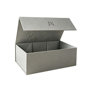 Boîte cadeau magnétique pliable Jin Xin en papier kraft gris, personnalisable avec couvercle à rabat pour emballage haut de gamme - Product Image 4