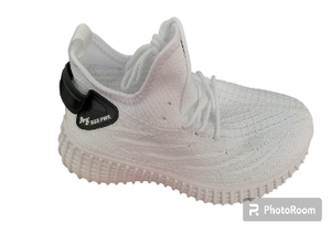 Scarpe Casual Fly Knit da Uomo Bianche con Punta Rotonda, Lacci, Tomaia in Rete Traspirante, Suola in Gomma, Intersuola in EVA per Tutte le Stagioni - Product Image 3