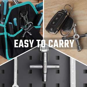 Clé multifonctionnelle en acier à 4 voies pour robinet, outil de réparation manuel pour vannes, robinets et robinets d'arrêt - Product Image 3