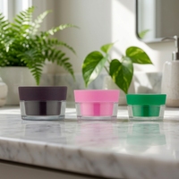 Pots cosmétiques en plastique à double paroi rose 20g pour crème de soin de la peau