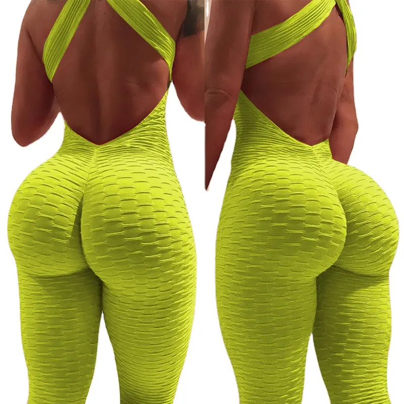 2020 Yoga Clothing Women's One-pieces Sports Suit Set Workout Gym Jumpsuit Pants