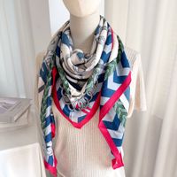 Écharpe triangulaire en soie 195x125x125cm, écharpe chaude double face en soie et laine, châle pour femme automne-hiver, vente en gros OEM
