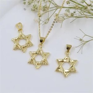 ฟอลโลนเครื่องประดับแฟชั่นจี้ดาวหกเหลี่ยมชุบด้วยทองเหลือง14K - Product Image 5
