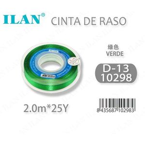 Ilan Satin <b>Ribbon</b> 2.0m 25Y Green D13 - Product Image 1