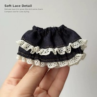 Mini-jupe en jean personnalisée OEM pour poupées de 10 cm, jupe en jean à dentelle, vêtements pour poupées, accessoires