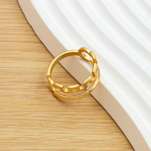 Fashionable Geometric <b>Titanium</b> Steel <b>Ring</b> Gold Women's Jewelry Gift - Product Image 4