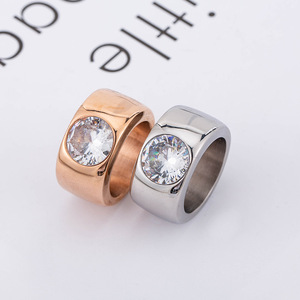 yunnique Men's Titanium Steel <b>Ring</b> Geometric Design Bezel Set <b>Crystal</b> Wide Band Jewelry Gift - Product Image 3