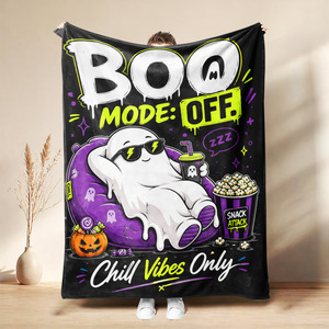 Couverture en flanelle à motifs d'Halloween, couverture de sieste, décoration de fête, cadeau d'horreur, confortable, chaude, super douce pour la chambre à coucher, le salon - Product Image 1
