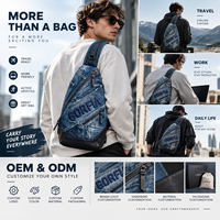 Sac bandoulière vintage en jean pour homme à faible MOQ, sac de poitrine multi-zippé, sac à bandoulière croisé, personnalisable OEM ODM