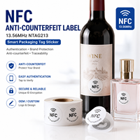 Étiquette NFC RFID anti-contrefaçon NTAG213, mini-étiquette intelligente pour emballage, autocollant pour bouteille de vin, cosmétiques, authentification, protection de la marque