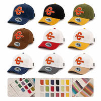 Topi Baseball Korduroi Bordir Huruf C Vintage dengan Patch Chenille dan Tali, Gaya Streetwear untuk Pria dan Wanita