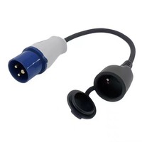 Adaptateur de prise industrielle CEE ZNPON 16A 230V IP44 vers prise française NF, câble de raccordement avec câble en caoutchouc H07RN-F 3x1,5/2,5mm² de 0,35m