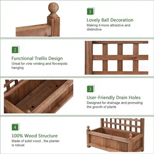 Letto da giardino rialzato <span class=keywords><strong>in</strong></span> <span class=keywords><strong>legno</strong></span> facilmente assemblabile fioriera rettangolare fioriera <span class=keywords><strong>con</strong></span> <span class=keywords><strong>traliccio</strong></span> - Product Image 5