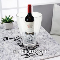 Seau à glace moderne en plastique polycarbonate transparent 5L pour bar, club, fête ou mariage