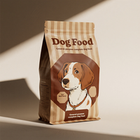 Emballage alimentaire pour animaux de compagnie, chien et chat, imprimé sur mesure, durable, réutilisable, pochette à fond plat, fermeture à glissière à quatre côtés