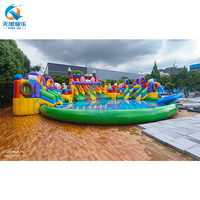 Tobogán Acuático Inflable Comercial Popular de Doble Carril para Exteriores con Gran Piscina de Chapoteo, PVC de Alta Capacidad para Adultos