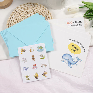 Nouvelle Arrivée Lot de 10 Cartes de Remerciement Drôles avec Courtes Phrases, Animaux de Dessin Animé, Enveloppe Cadeau, Fêtes, Aquarelle - Product Image 3