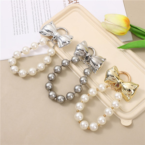 Hàng mới ngọt ngào Phong Cách Bow thiết kế ngọc trai Móc chìa khóa thời trang hợp thời trang túi quyến rũ phụ kiện - Product Image 3