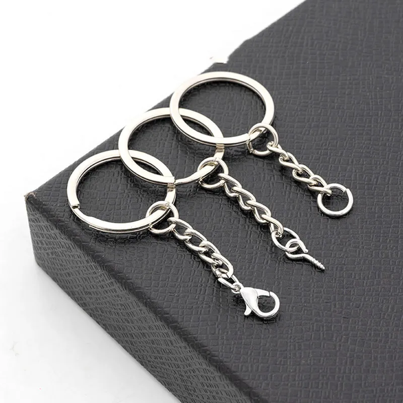 25mm/30mm Silver Plated Metal Blank Keyring Screw Eye Pin Keychain Split Ring Keyfob Key Holder Rings DIY Key Chains Accessories