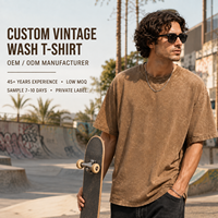 T-shirt vierge vintage lavé personnalisé HuaYi OEKO-TEX en coton épais, style streetwear, fabricant OEM pour marques de mode