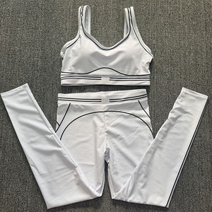 Conjunto Deportivo Ligero para Mujer, <span class=keywords><strong>Yoga</strong></span>, Alta Elasticidad, Transpirable, Bra y Leggings, <span class=keywords><strong>Ropa</strong></span> Deportiva Cómoda con Logotipo Frontal - Product Image 1