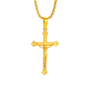 Jésus <span class=keywords><strong>Crucifixion</strong></span> Croix Pendentifs En Acier Inoxydable Religieux Chrétien - Product Image 1