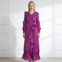 Robe longue plissée asymétrique de style vintage Miyake 2026 pour femme, haute qualité, pour soirée, taille décontractée