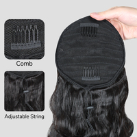 Queue de cheval naturelle non traitée en cheveux humains, extension de 100g, perruque queue de cheval complète, cheveux brésiliens, queue de cheval à clip, 22 pouces, bouclée Jerry